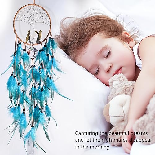 Miniatura 3 de Opohaome Atrapasueños para niños, atrapasueños grande para niñas, árbol de la vida para colgar en la pared, decoración de pared con luz LED, plumas