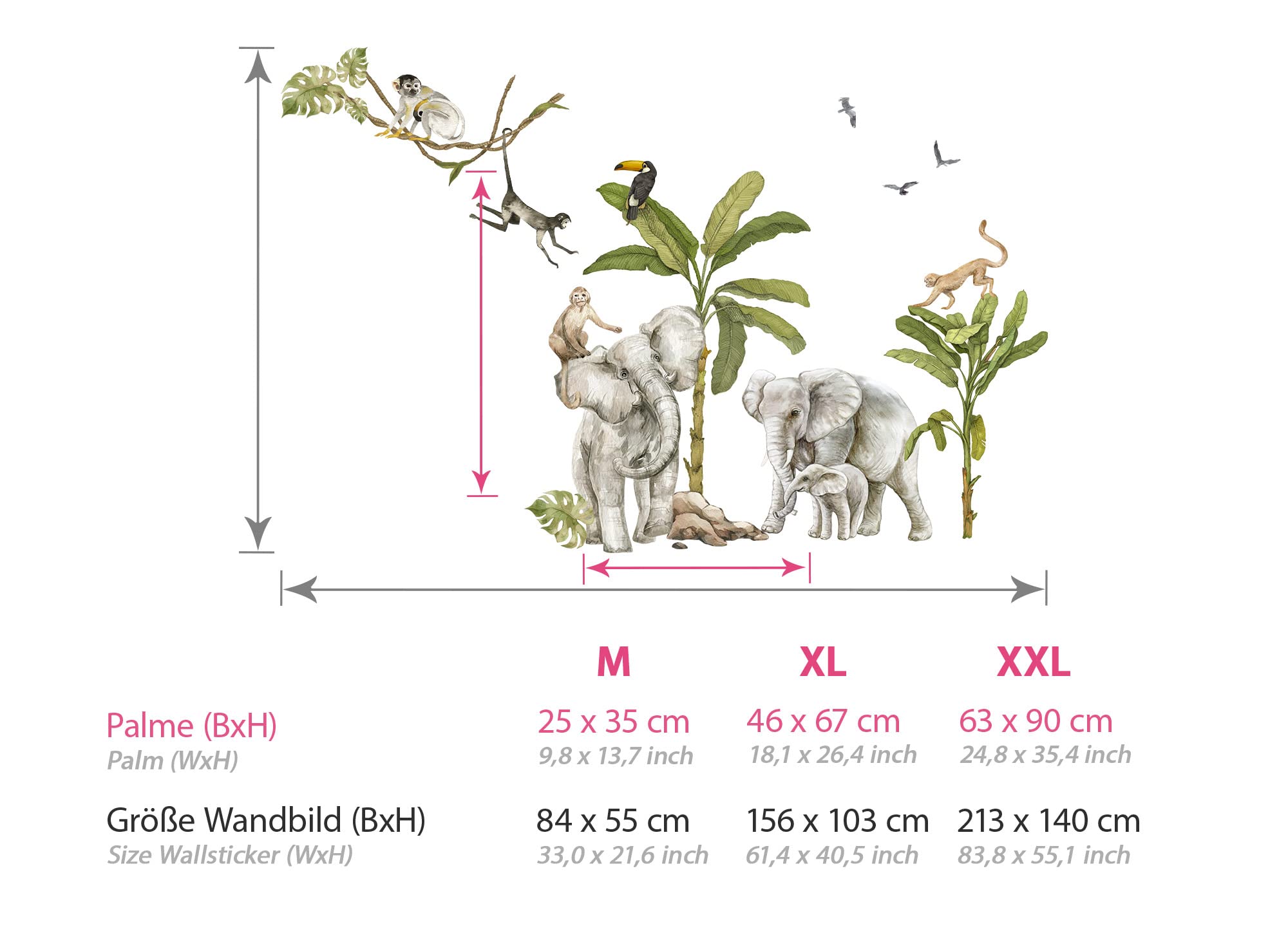 Grandora XXL Wandsticker Set Safari Baum Tiere Wandtattoo für Kinderzimmer DL770-5