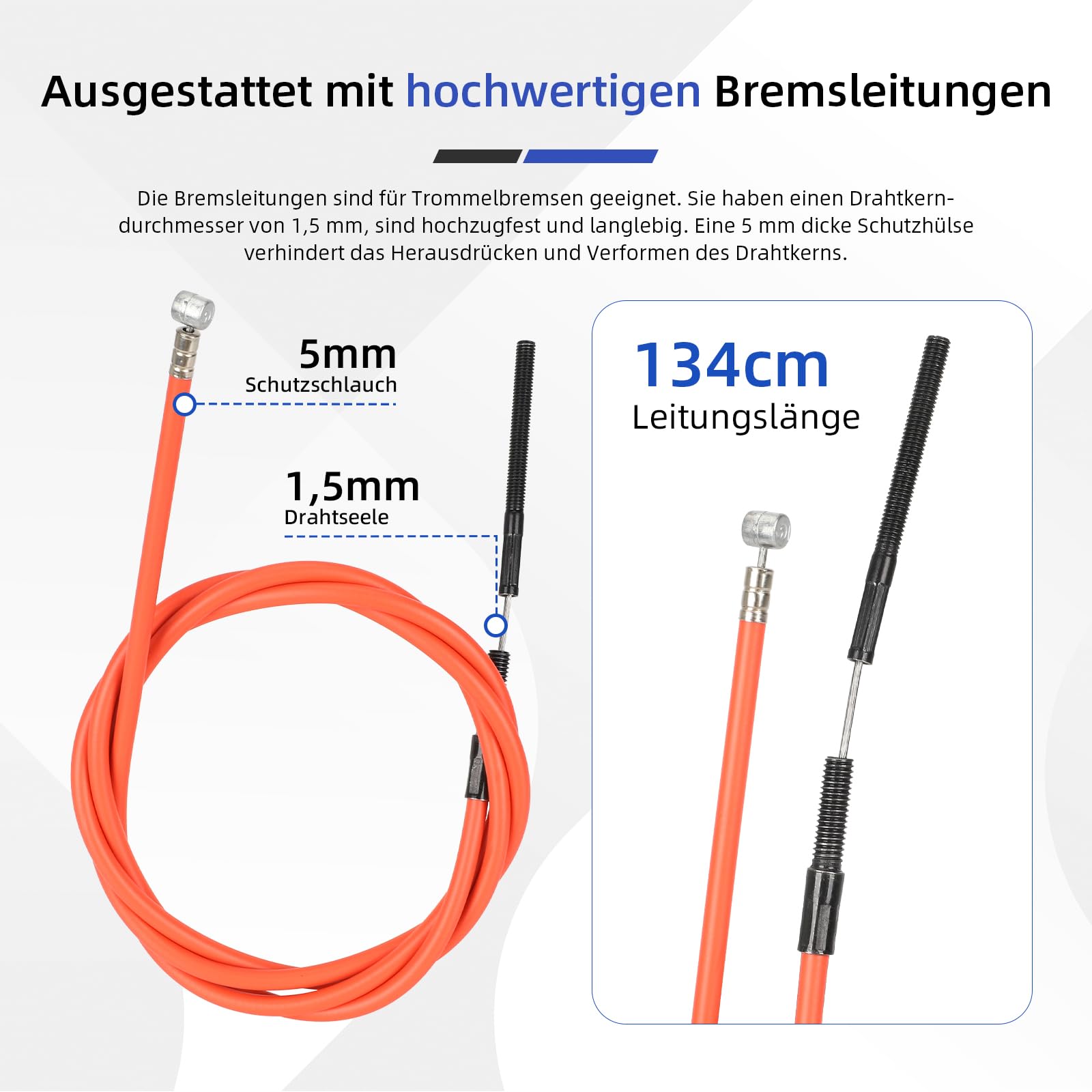 ulip Przewód hamulcowy Bowden do uniwersalnych części zamiennych, kompatybilny z Xiaomi 4 Lite (2. Gen) elektryczna hulajnoga