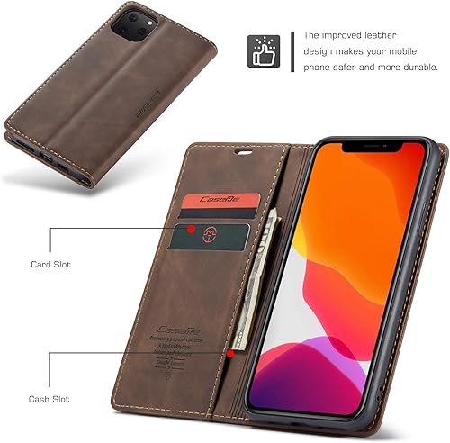 Miniatura 5 de SINIANL Funda de piel para iPhone 11 Pro Max - Funda plegable con función atril, ranura para tarjeta de crédito, cierre magnético, funda protectora