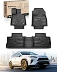 YHTAUTO Floor Mats Fit 2019-2025 Toyota RAV4(Not Fit Hybrid or Prime), TPE All Weather Car Mats Waterproof Anti-Slip Odorless Floor Liner, Interior Car Accessories Front & 2nd Row Liner