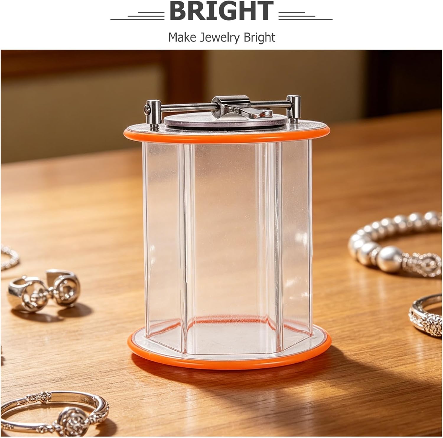 OSOLADY Jewelry Polisher Bucket, Rotational Jewelry Polisher Easy to Install Polishing Machine Accessories for Polishing 7.87x7.28x7.28in/20x18.5x18.5cm