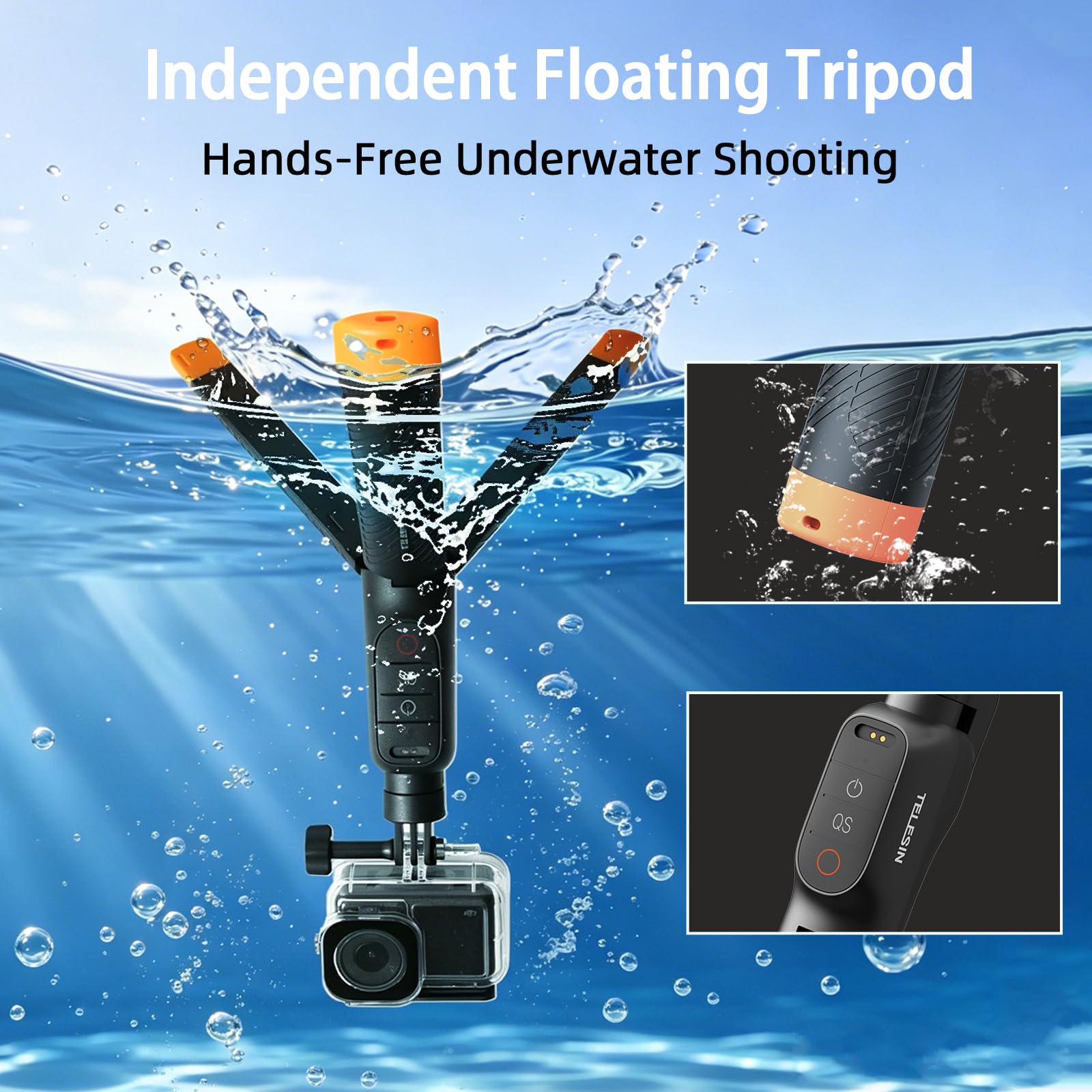 Poignée Flottante pour Selfie - Trépied étanche Extensible avec télécommande Bluetooth - pour caméra d'action DJI Osmo Action 6 5 Pro 4 - avec amplificateur de Signal
