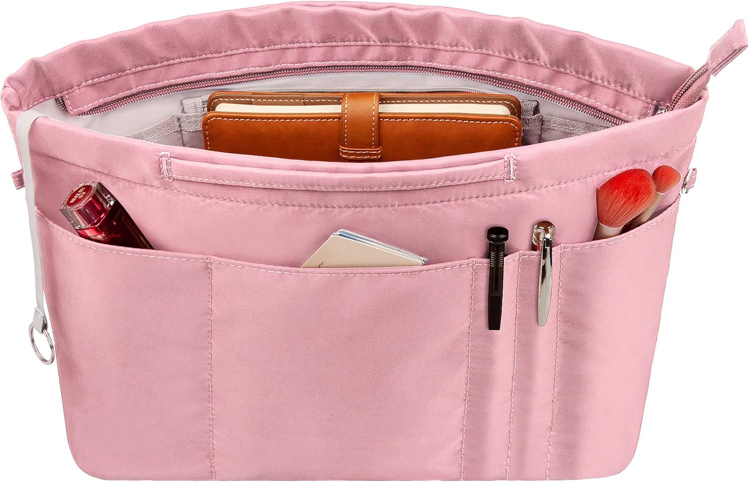 Purse Organization Vercord Tote Insert Organizer with Zipper Liner 14 Pockets