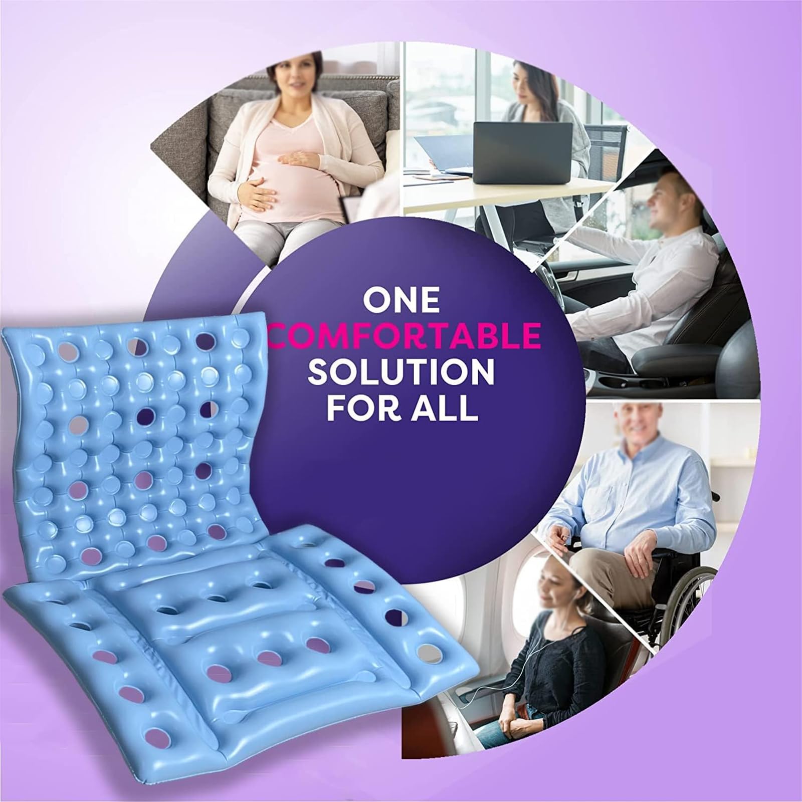 Protector de colchón antiescaras, cojín inflable con bomba de mano, alivio de úlceras por presión, ideal para silla de ruedas, avión, coche, oficina