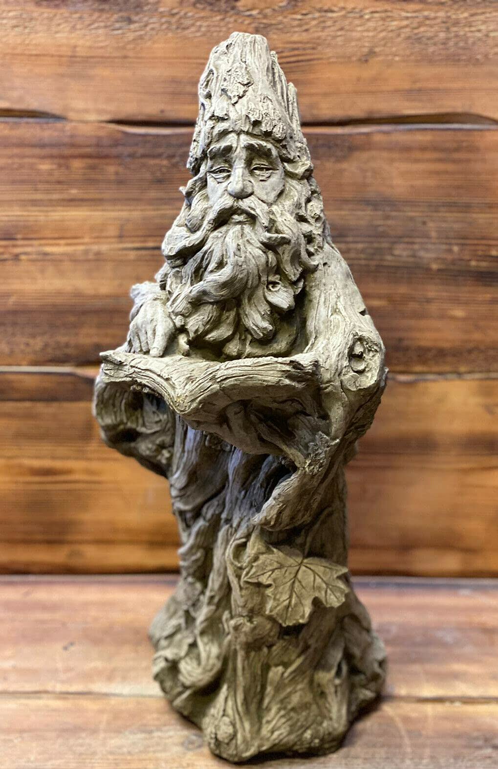 J And L Stone Ornaments Grey Garden Tree Wizard Hand Cast Statue Ornament