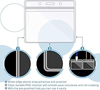 Vista 3 de Zonon 150 soportes para tarjetas de identificación con nombre, fundas horizontales transparentes de plástico transparente de PVC para tarjetas