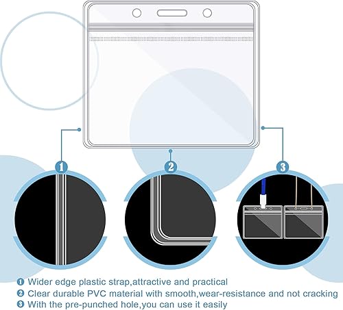 Miniatura 3 de Zonon 150 soportes para tarjetas de identificación con nombre, fundas horizontales transparentes de plástico transparente de PVC para tarjetas de