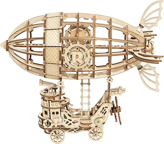 Rolife Model Kits Airship - 3D Puzzle Model Ship Wooden Puzzles for Adults and Teens, Construction Kits Toy Building Sets Home Desk Decoration Gifts