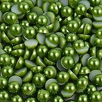 Vista 1 de 1500 perlas semicirculares con parte trasera plana, cuentas verdes medio redondas de 0.157 pulgadas para manualidades, fabricación de joyas
