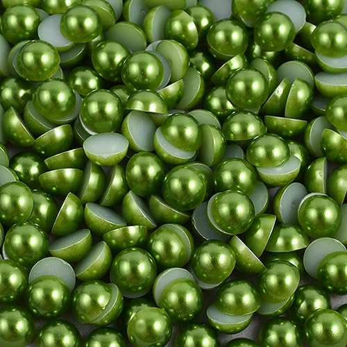 1500 perlas semicirculares con parte trasera plana, cuentas verdes medio redondas de 0.157 pulgadas para manualidades, fabricación de joyas,