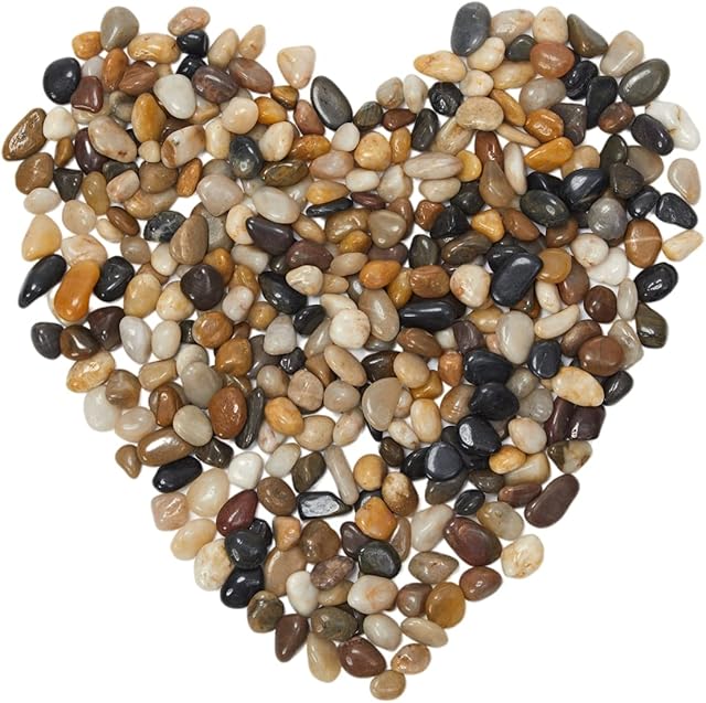 Msrlassn Pebbles Polished Gravel, Natural Polished Mixed Color Stones, Small Decorative River Rock Stones (Polished Mixed Color Stones 2.2 lb)