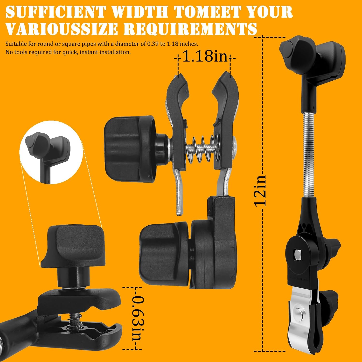 Umbrella Holder for Stroller, 360° Adjustable Universal Umbrella Clamp image 2