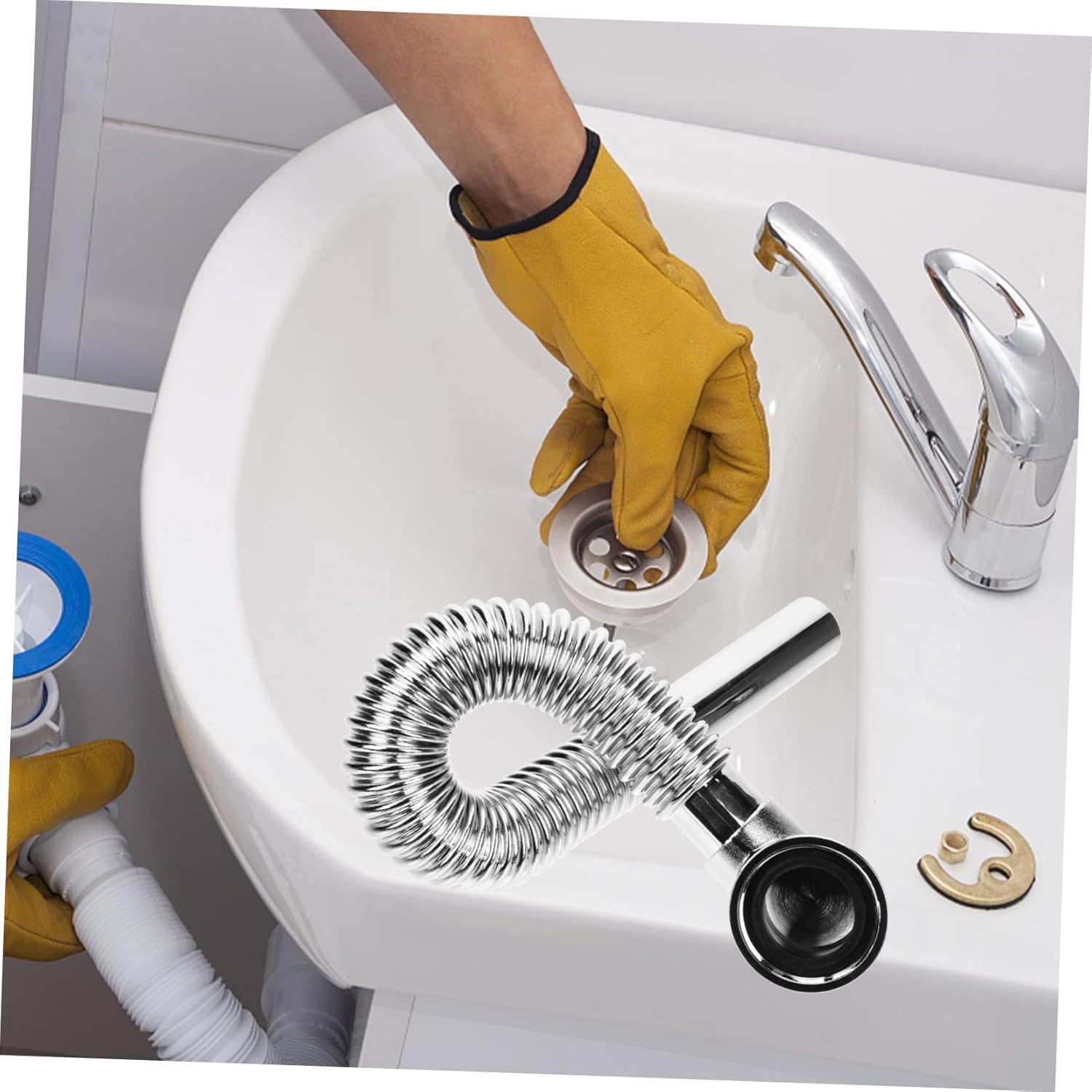 Angoily Bathtub Drain Accessory Flexible Tub Drain Hose Easy Install Detachable Design for Home Hotel Use