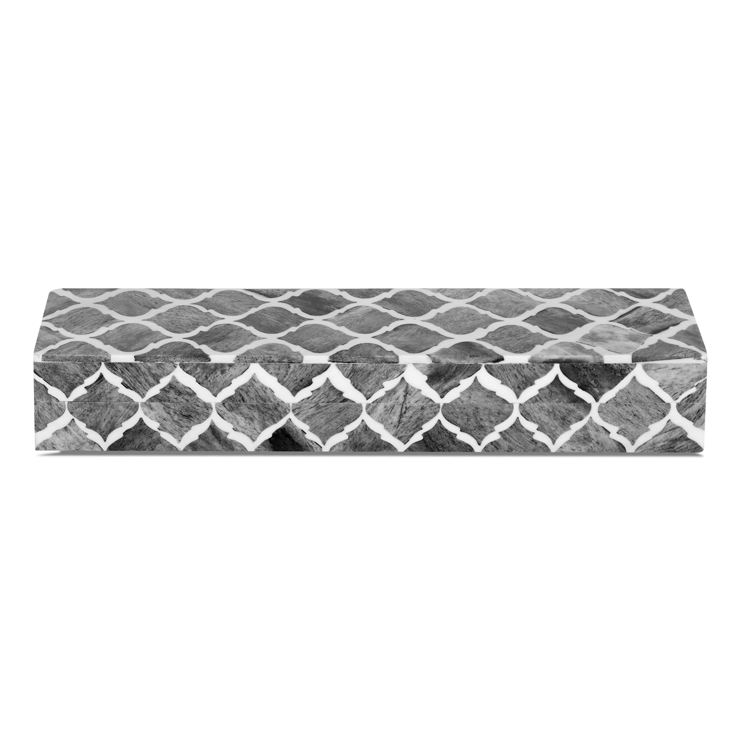 Handicrafts Home Moroccan Pattern Inspired Collection, Storage Organizer Decorative Box Multipurpose Gift - Moroccan Grey 10x2.5x1.5 inch - Image 3