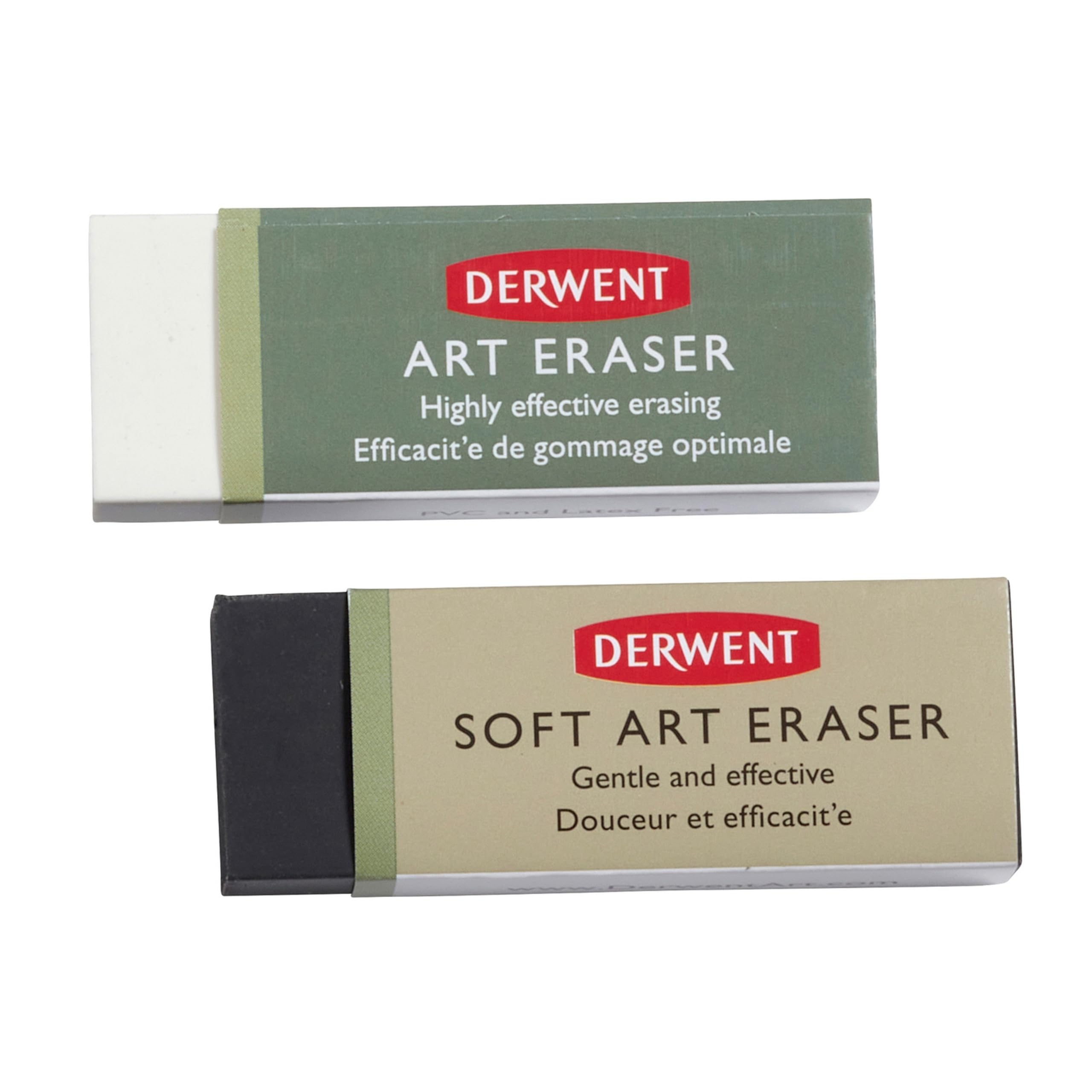 Derwent Goma de Borrar Gama Art Estándar y Blanda, Set de 2 unidades, Calidad Profesional, 2301963