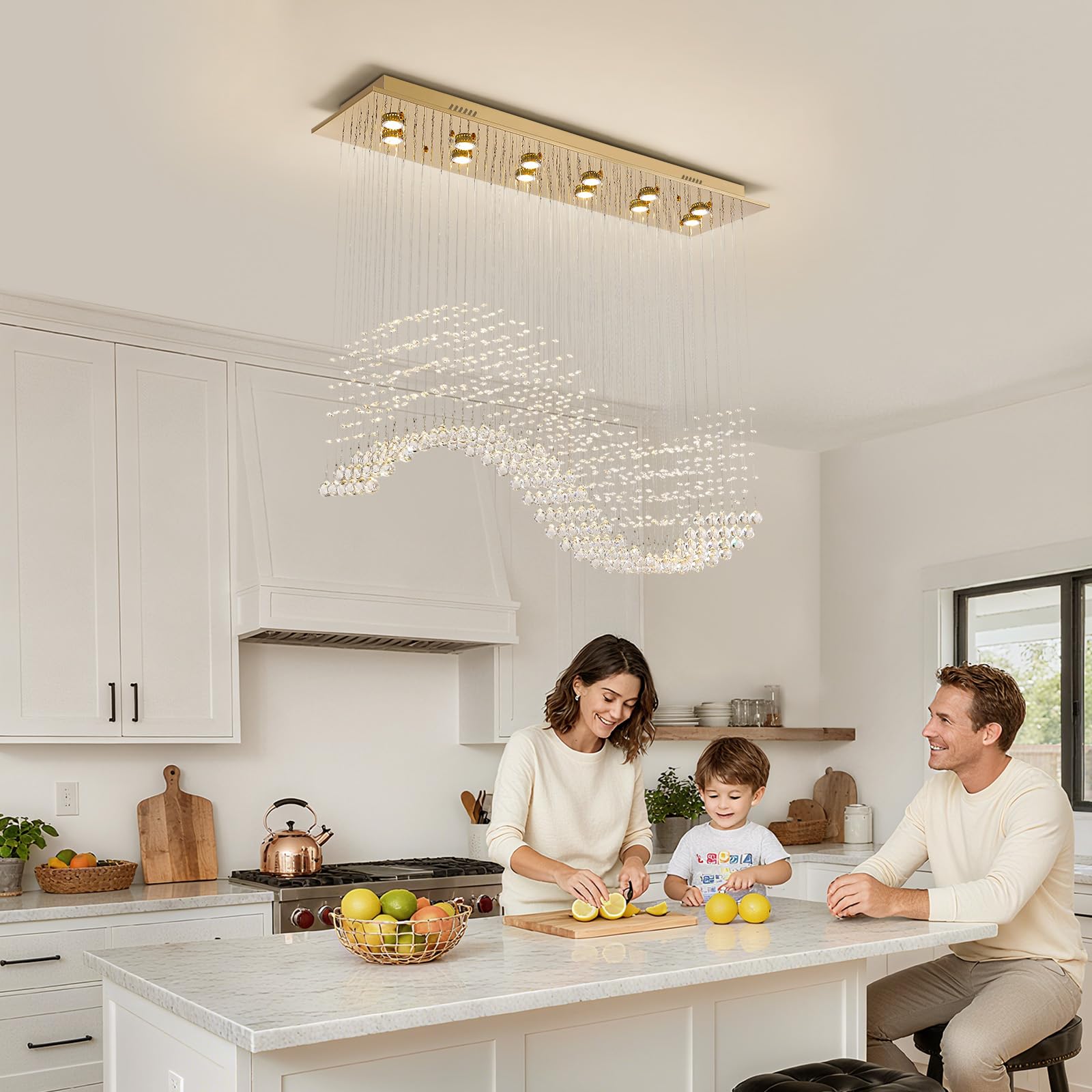 Siljoy 12-Lights Modern Crystal Chandeliers, Luxury Wave Raindrop