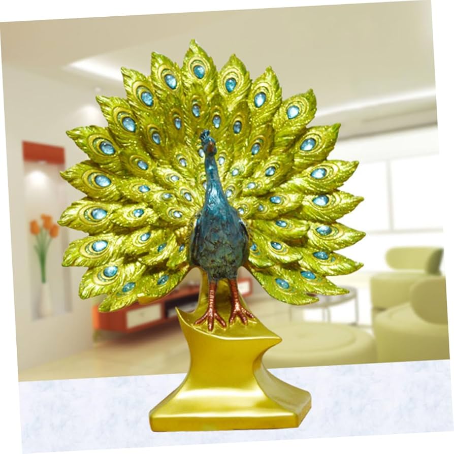 孔雀 置物 樹脂工芸装飾 ウェディングルーム リビングルーム Amazon.co.jp: GREENADSCAPE 孔雀工芸装飾樹脂孔雀の置物