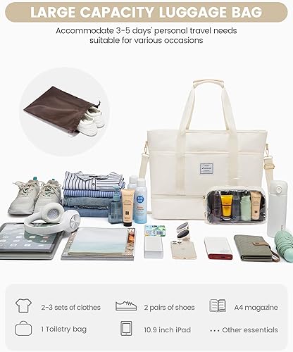 Miniatura 2 de LOVEVOOK Bolsa de viaje para mujer, bolsas de fin de semana para mujer con compartimento para zapatos, bolsa de lona para gimnasio, bolsas de viaje