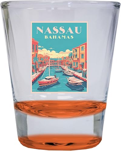 Miniatura 3 de R and R Imports Nassau the Bahamas Design B Souvenir - Vaso de chupito redondo de 1.5 onzas, color azul, paquete de 2