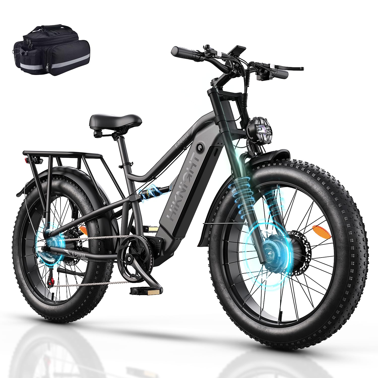 Dual Motor Electric Bike Peak 3000W, 52V 20AH Battery E Bike for Adults 26 Inch Fat Tire Mountain Electric Bicycle 38 MPH, Full Suspension Dual Hydraulic Disc Brake, Up to 90 Miles Range