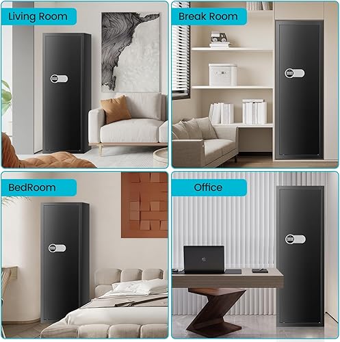 Miniatura 9 de Caja fuerte para pistola de rifle ignífuga 7-8 para uso doméstico con cerradura de combinación, cajas fuertes grandes para rifles y pistolas