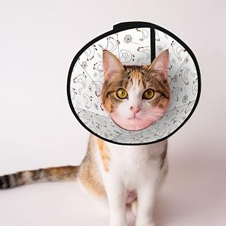 Cartoon Chicken Print Cat Cone Collar Soft, Adjustable Recovery Pet Cone Elizabeth Protective Collar Wound Healing Practical Neck Cover for Cats Puppy Rabbits