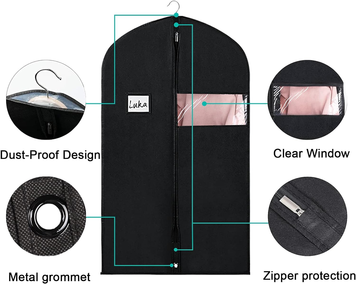 Kleiderhülle Kleidersack Kleidersäcke 101,6 Cm Lange Kleiderhülle Für Aufhängen Von Kleidungsstücken, Anzugtasche Zur Aufbewahrung Von Kleidung Für Anzüge, Langes Kleid, Kostüm, Jacken, Kleid Anzugsac