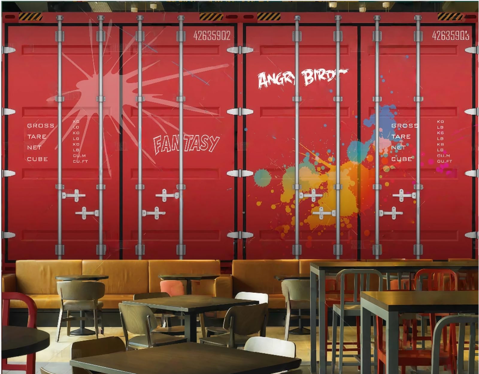 XDOUBAO Wallpaper Nostalgic Retro Personality Pink Container Bar Nightclub Afternoon Tea Coffee Shop Background Mural Western Restaurant Wallpaper,3D,400x280cm