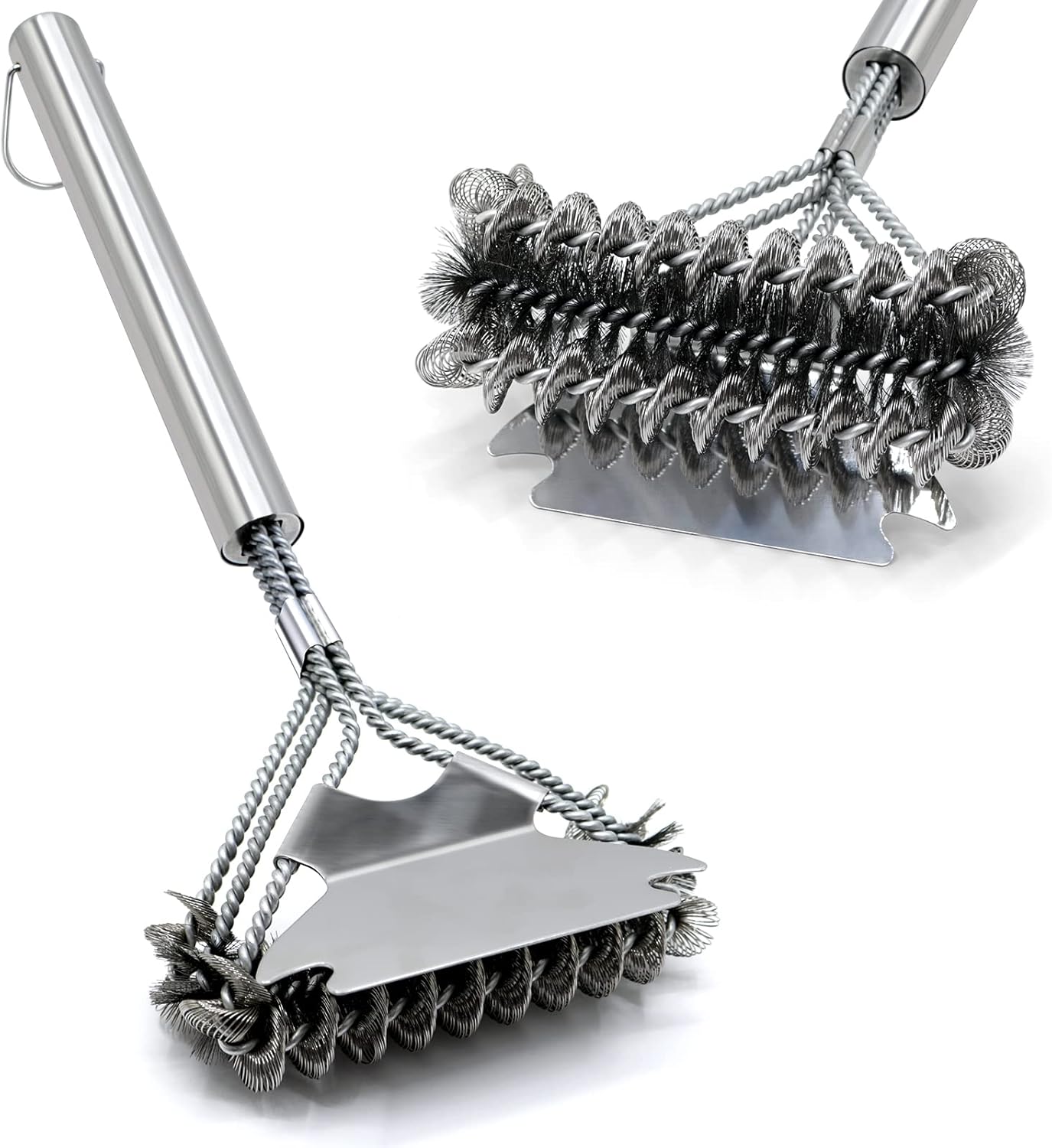 MEKER Grill Brush with Scraper, Safe Wire Bristles 17" BBQ