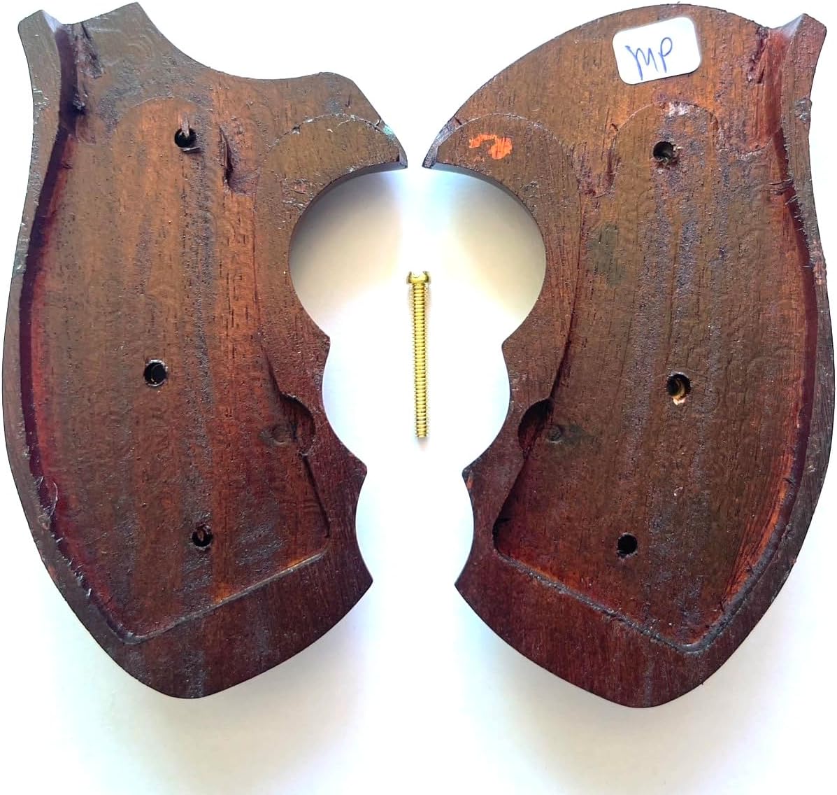 Hardwood Handgun Grips Compatible with Smith and Wesson K/L Frame Round Butt Revolvers Finger Groove Checkered Design Deluxe Classic Handmade Craft Handcraft