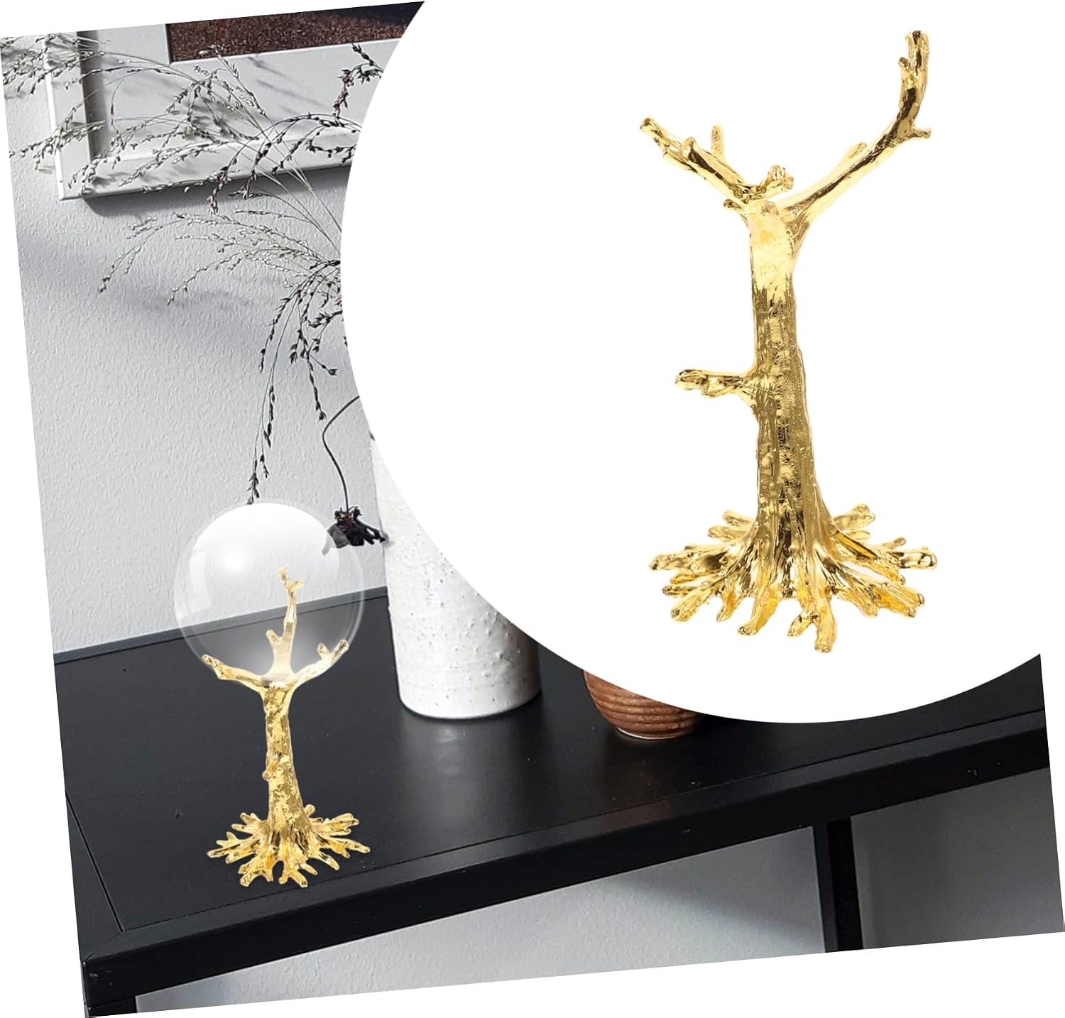 Cabilock Mineral Stone Display Stand Metal Crystal Ball Holder Rotating Plate Stands for Retail Display