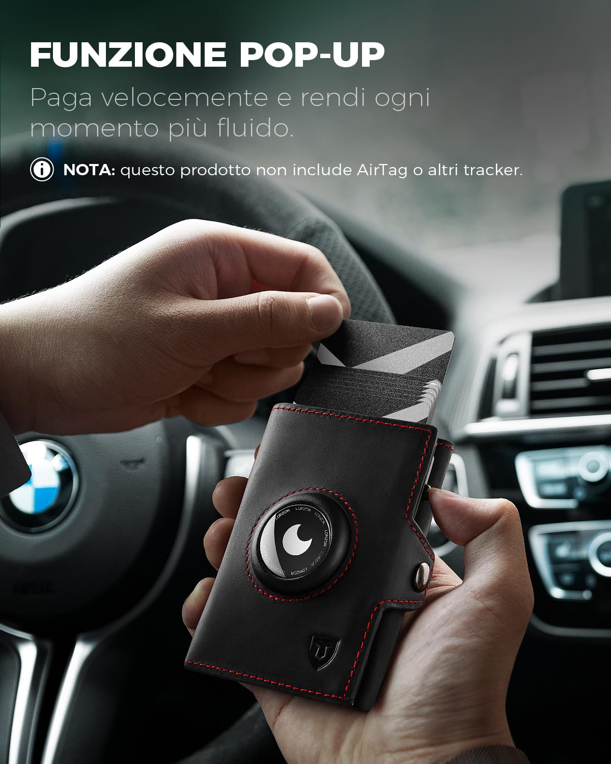 LORZOR® Portafoglio Airtag, Portacarte Uomo di Pelle Vera, Portafoglio Uomo Slim con Porta Carte di Credito e Portamonete, Portacarte Airtag con blocco RFID, per 10 Carte, Moderne