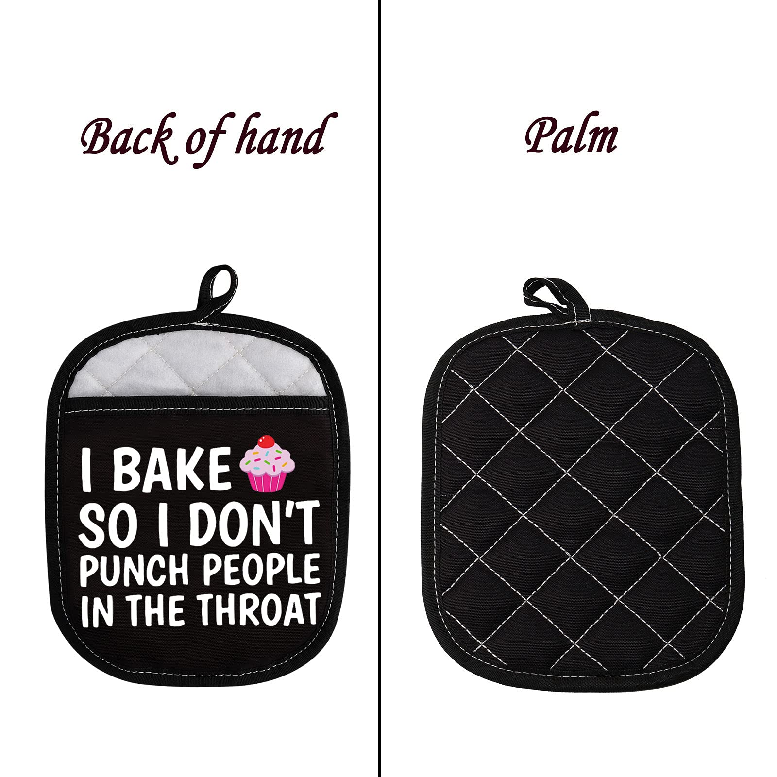 LEVLO Funny Baker Gifts I Bake So I Don't Punch People in The Throat Oven Mitt Cupcake School Graduation Gift (I Bake So I Don't Punch People in The Throat): I Bake So I Don't Punch People in the Throat