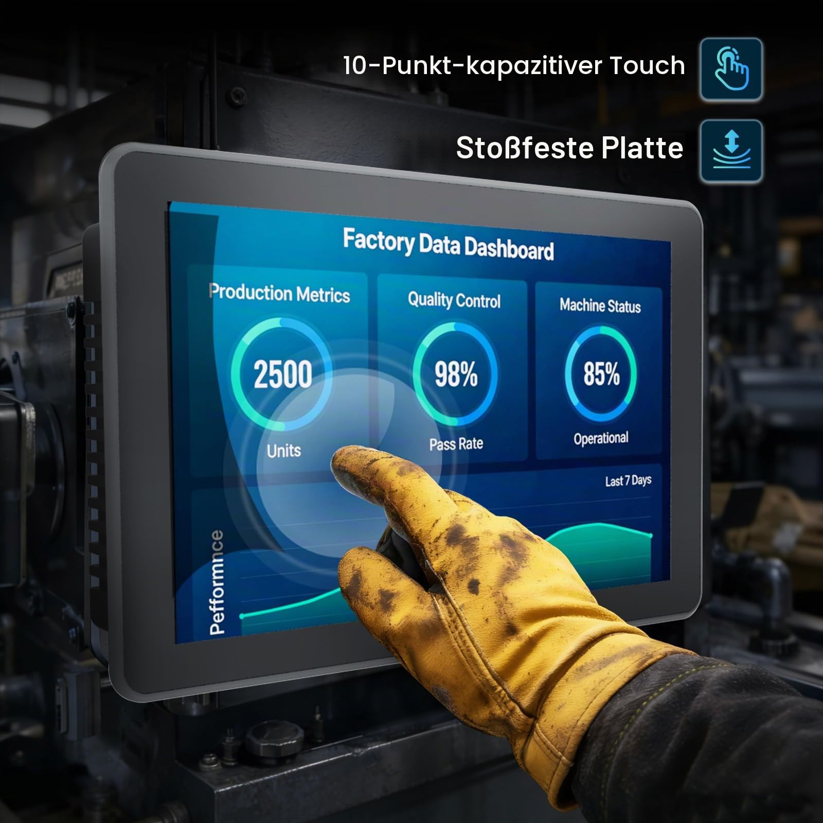 15,6 Zoll Industrie Panel PC mit Touchscreen - Windows 11 Pro, Intel N5100, 8GB RAM, 128GB Speicher, Lüfterlos, IP65-Front, WLAN/Bluetooth (Modell P15J, Schwarz)