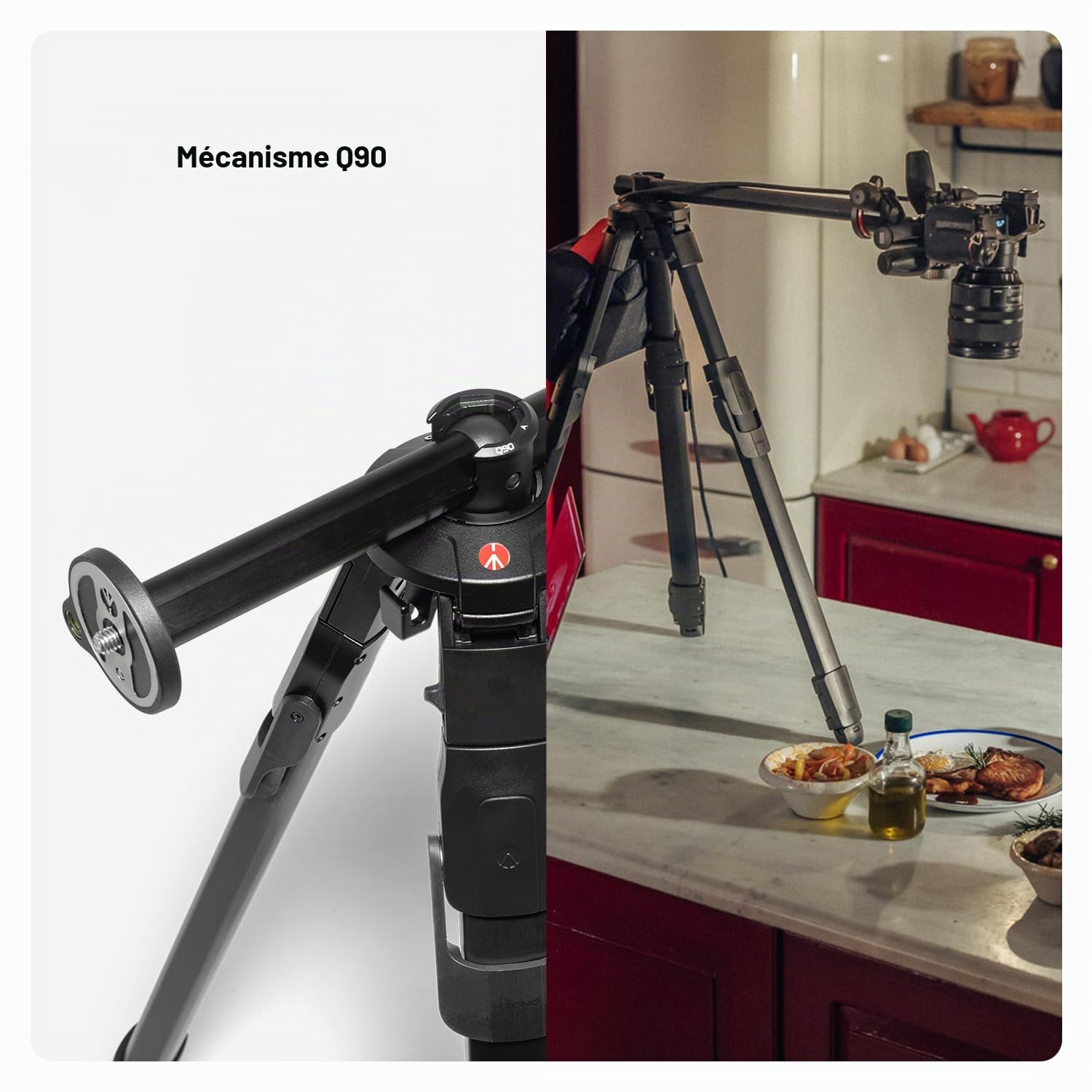 Manfrotto One Photo, Trépied Aluminium, Charge 12kg, Colonne Horizontale 90°, Jambes XTEND, Colonne Coulissante, Pieds Modulaires (Caoutchouc/Pointes), pour Appareils DSLR et Hybrides