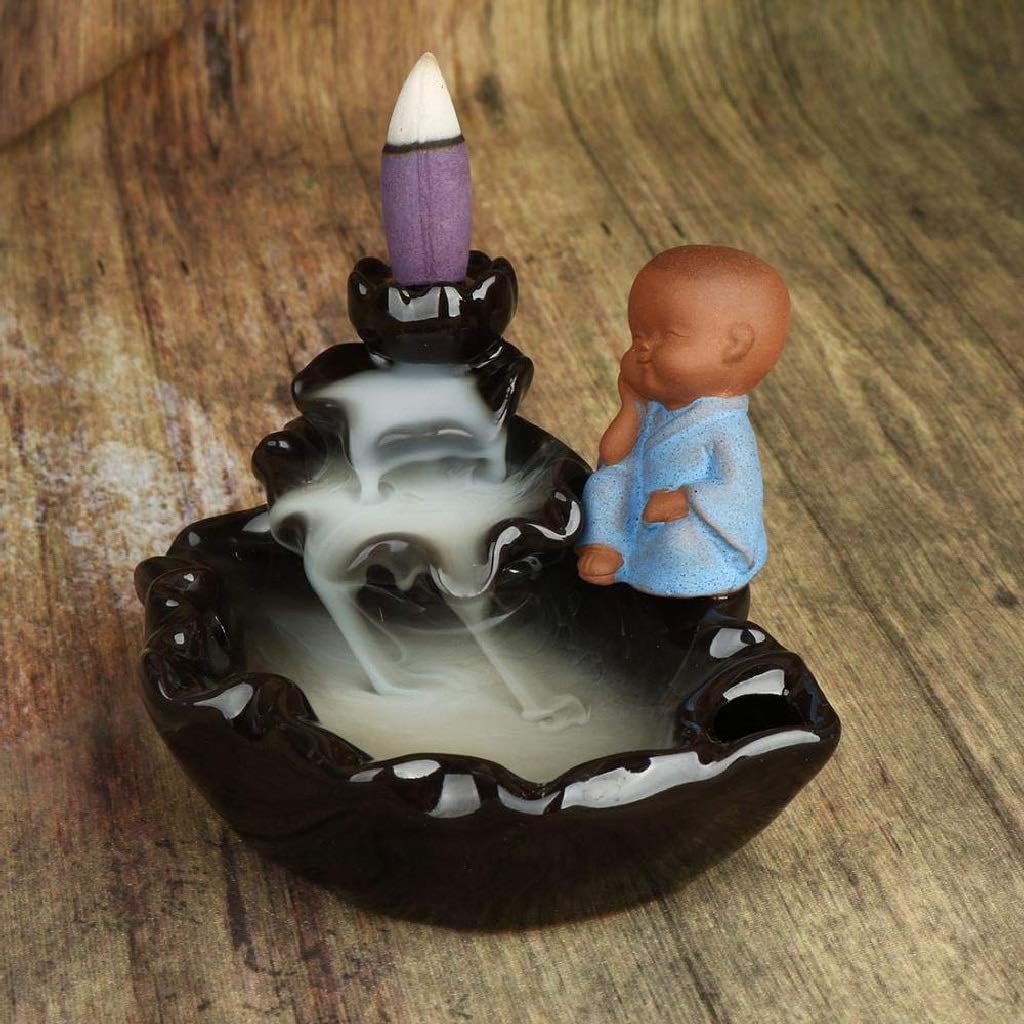 Ornaments, Ceramic Incense Burner-Incense Burner, Backflow Incense Burner Holder Ceramic Incense Holder Ceramic Ornament Gift Monk or Fisherman