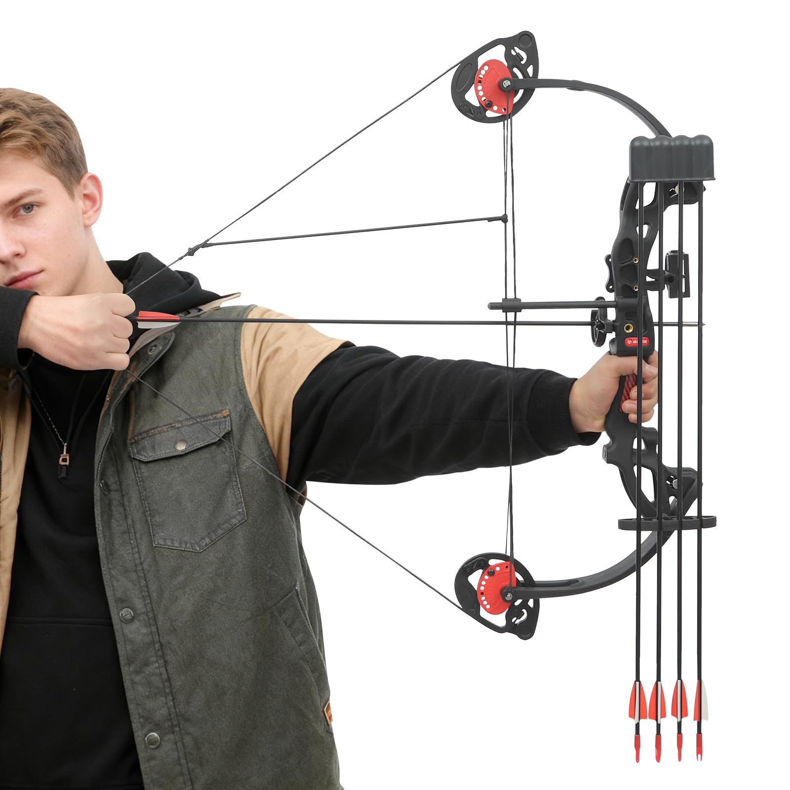 Kit d'Arc à Poulies avec 12 Flèches 16-29 LB Viseur Protège-Bras pour Tir Chasse Adulte