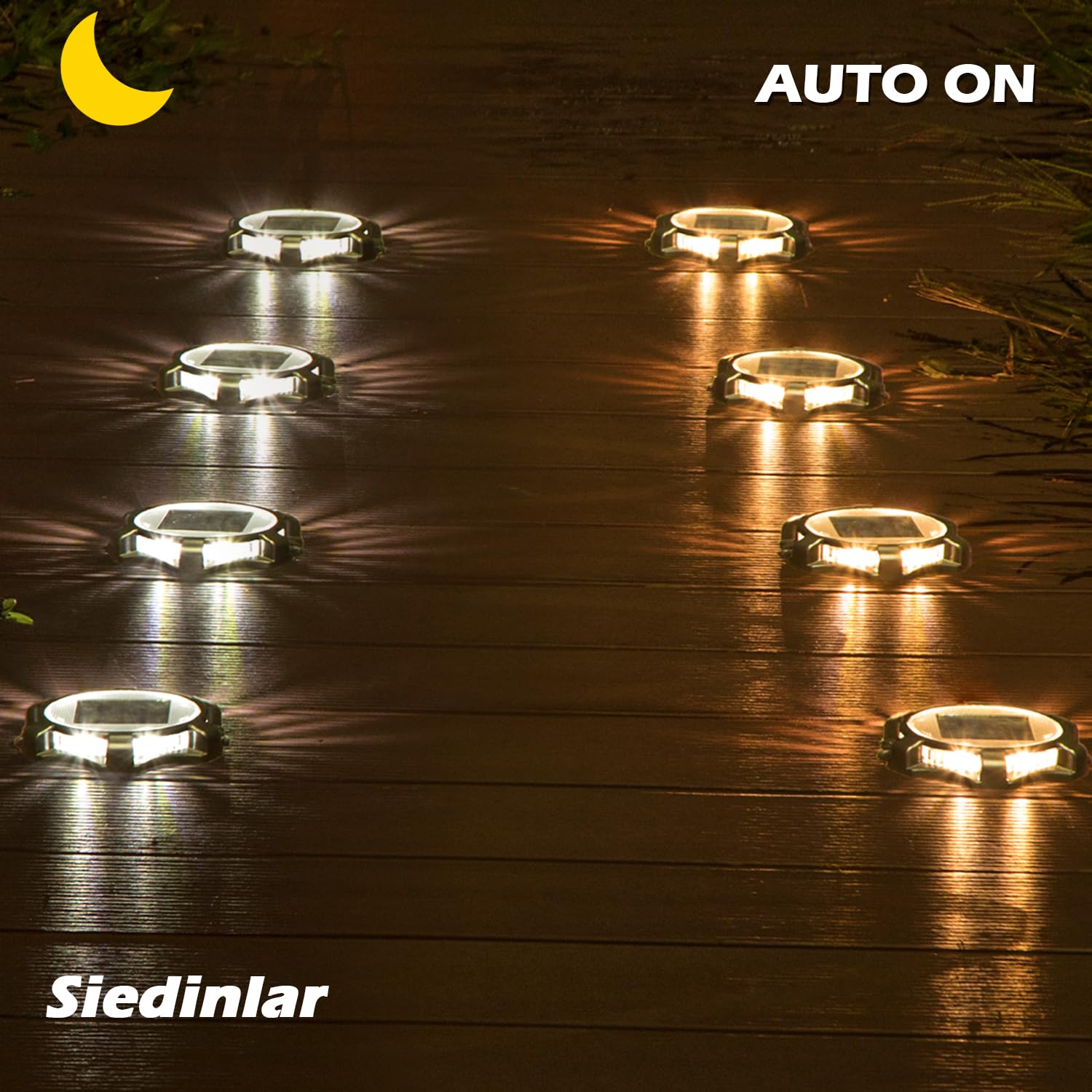 Siedinlar 4 Luci Solari Da Ponte LED Impermeabili IP68 - Bianco, Per Vialetto, Giardino, Scale, Resistenza 20 Tonnellate - 3