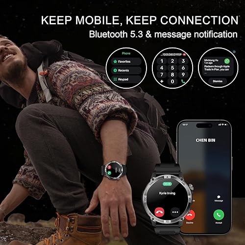 Miniatura 9 de Relojes inteligentes para hombres, pantalla AMOLED de 1.43 pulgadas, reloj de fitness IP68, impermeable, rastreador de actividad, relojes