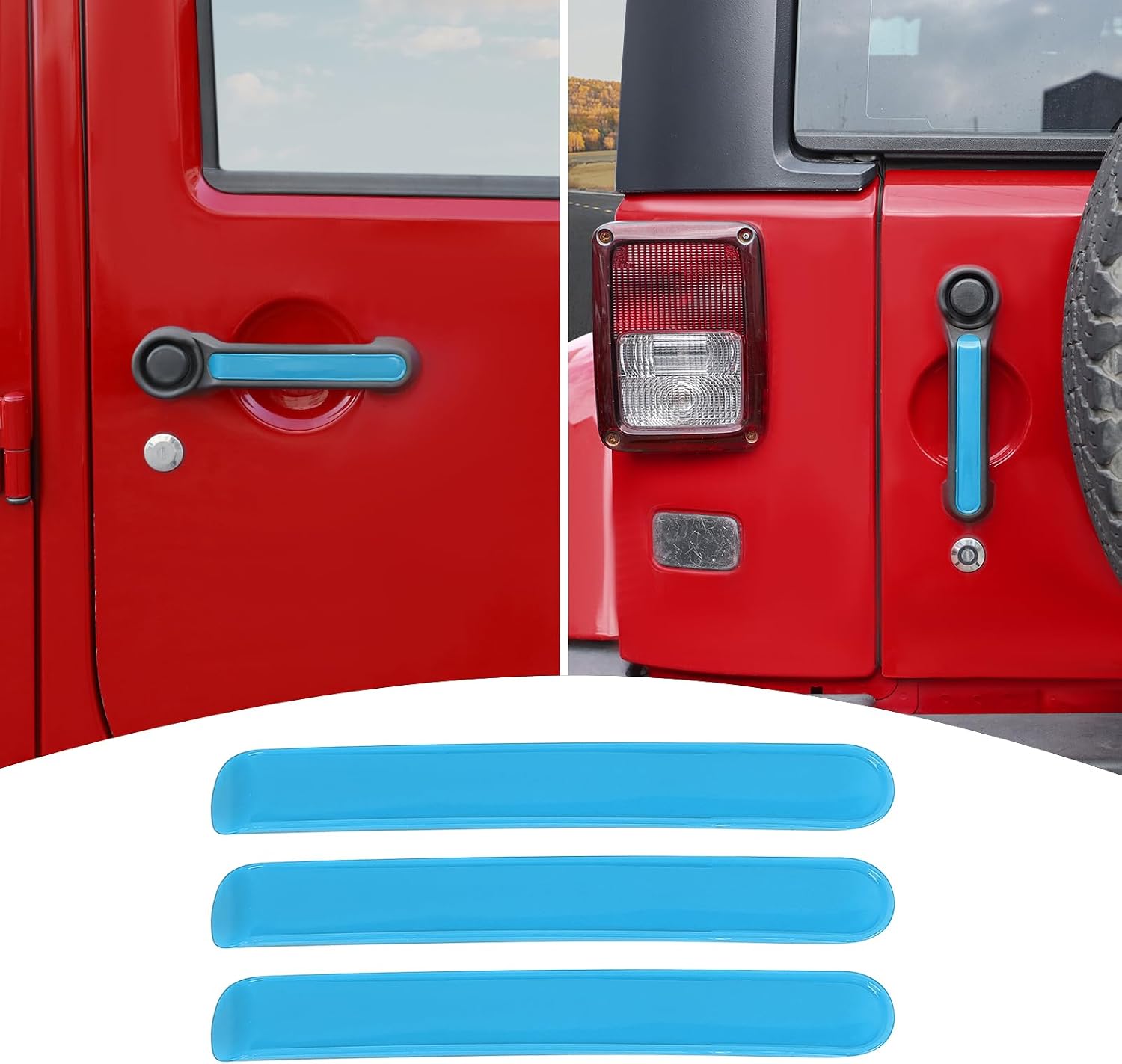 for Jeep JK Tailgate Door Handle Insert Trim Cover for Jeep Wrangler JK 2007-2017 2DR Purple Exterior Accessories 3pcs