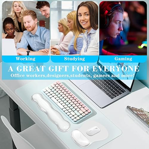 Miniatura 7 de Juego de reposamuñecas de gel para teclado y mouse, ergonómico para teclado y mouse con soporte para muñeca, alivio del dolor, adecuado para