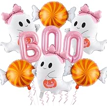 9Pcs Halloween Balloons, Pink Boo Balloons for Halloween Party Decorations