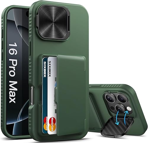 Miniatura 25 de Funda tipo cartera para iPhone 16e con soporte, tarjetero integrado y funda para cámara, protección contra caídas de grado militar a prueba de