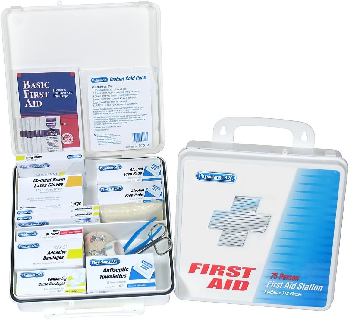 PhysiciansCare 60003 Office First Aid Kit, for Up to 75 People, 312 Pieces/Kit