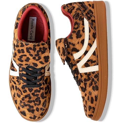 Rosella Carlie Sneakers for Women - Comfortable Casual Walking Tennis Shoes Non-Slip Shoes for Women - Lace-Up Fashion Sneakers Trendy Women's Footwear