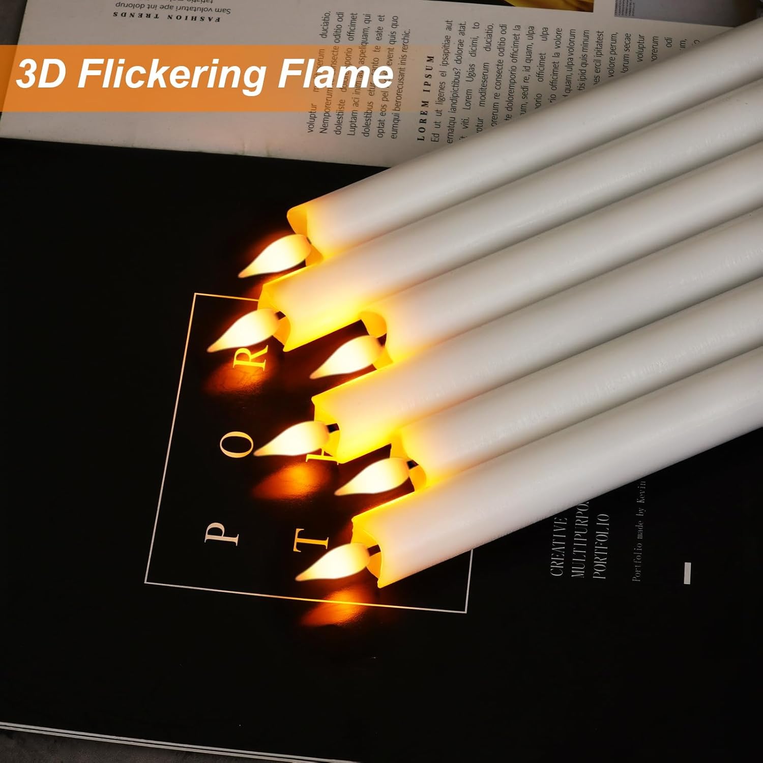 Homemory 6 Pcs Wax Flameless Taper Candles with Remote Timer and Dimmer, White Candle Sticks Battery Operated, LED Window Candles with Flickering Light, 9.6 Inches for Wedding Home Indoor Decoration - Image 2