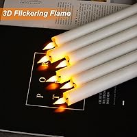 Vista 2 de Homemory 6 Pcs Wax Flameless Taper Candles with Remote Timer and Dimmer, White Candle Sticks Battery Operated, LED Window Candles with Flickering