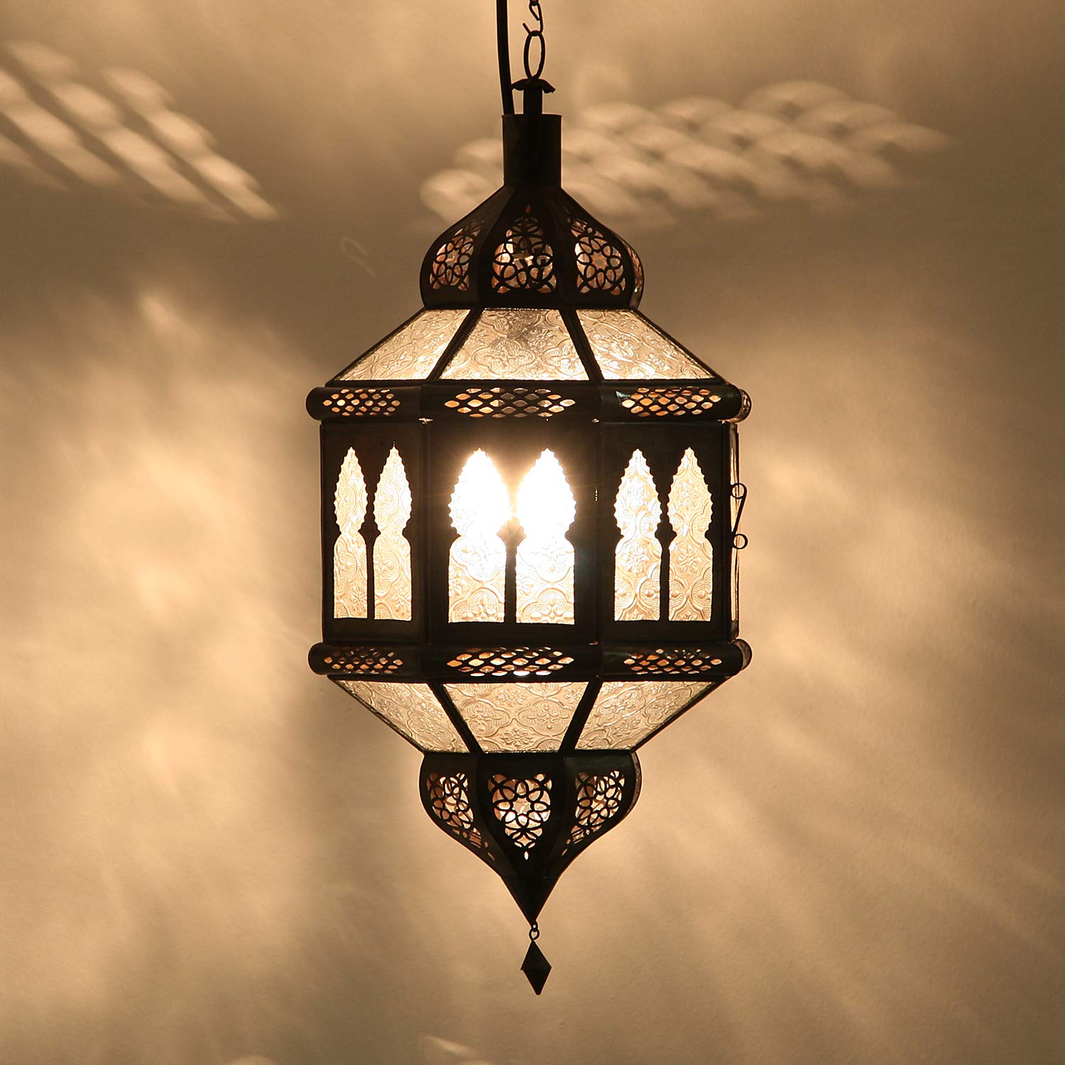 Lampada a sospensione marocchina Lanterna Sala da pranzo Soggiorno Applique Stile Arabo Bianco Trombia Biban L1234