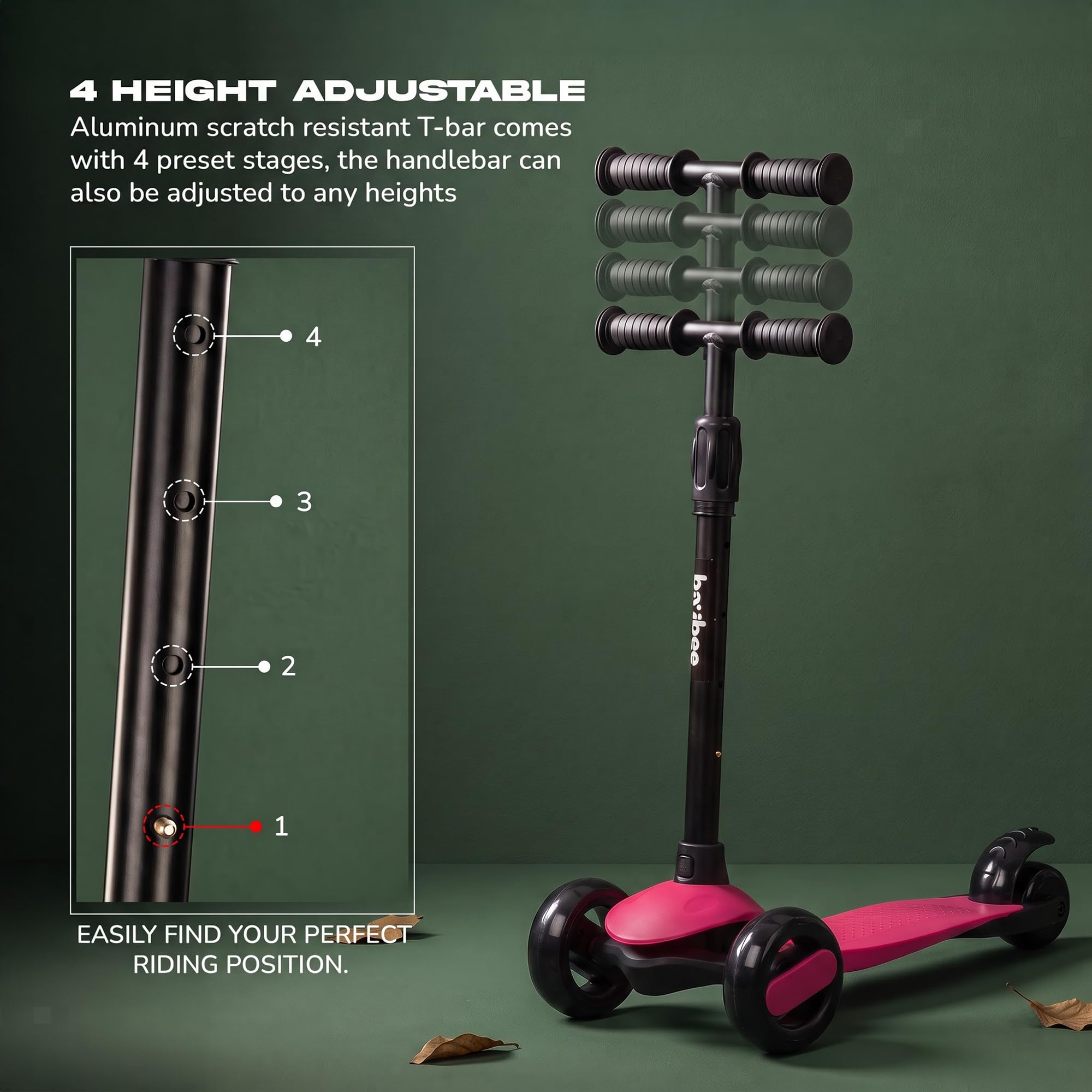 Baybee Alpha Kick Scooter - 3 Wheel Kids Scooter -3